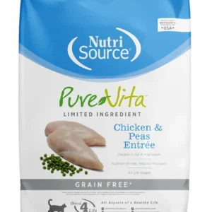 NutriSource Pure Vita Grain Free Cat Food, Chicken and Peas, 12LB