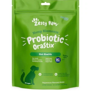 Zesty Paws OraStix for Dogs - Probiotic Sticks with Hemp Seed